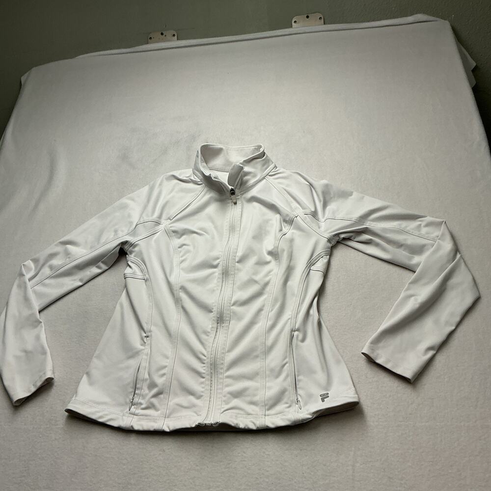 Vintage Fila Sport Track Jacket Size L Athletic Running White Full Zipper, 3996